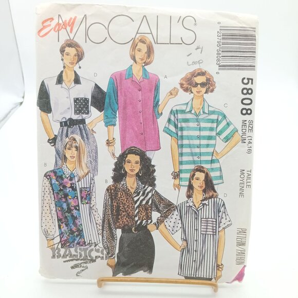 Easy McCalls 5808 Vintage Sewing Pattern for Womens Blouses Medium Size 14-16 - Picture 1 of 2
